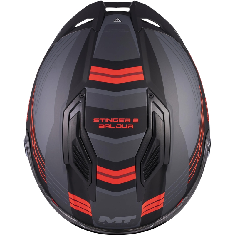 Kask motocyklowy integralny MT Stinger 2 Baldur C15 matowy czarno-szaro-czerwony