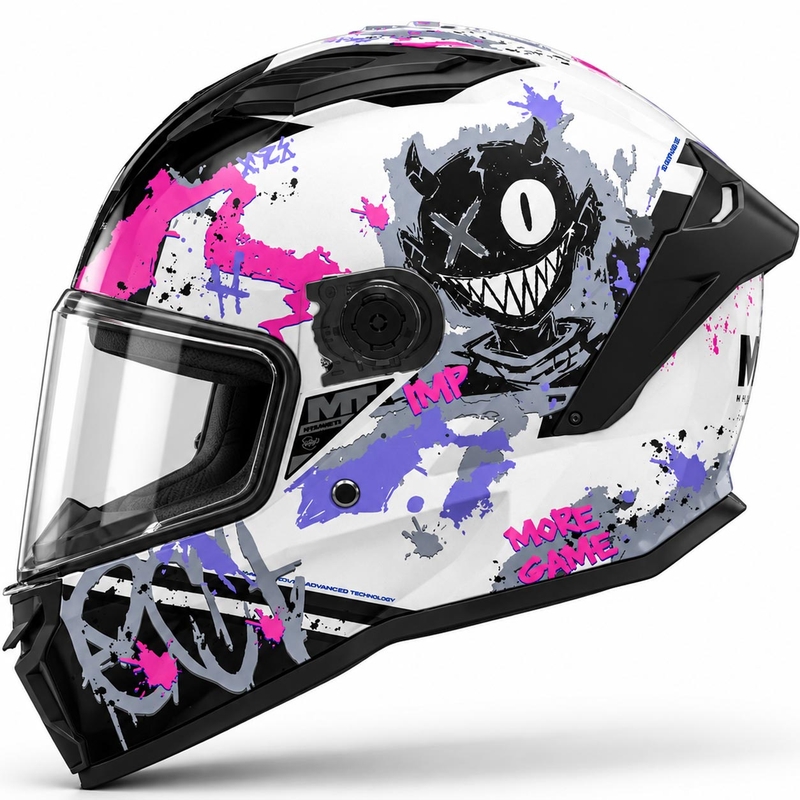 Kask motocyklowy integralny MT Stinger 2 IMP A8 biało-czarno-różowy