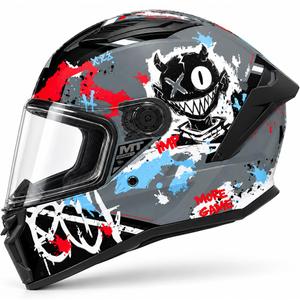 Kask motocyklowy integralny MT Stinger 2 IMP C5 matowy czarno-szaro-czerwony