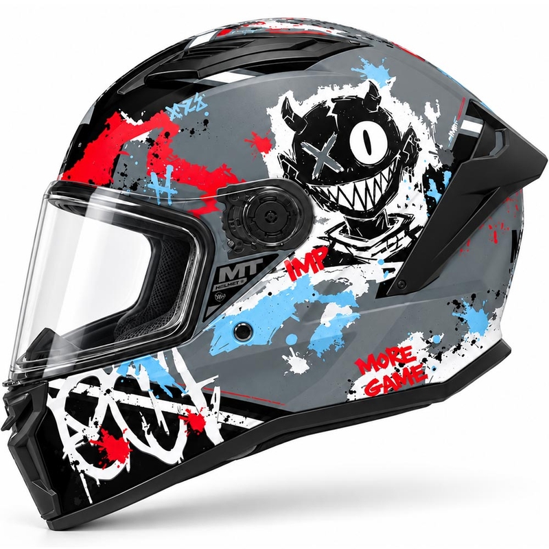 Kask motocyklowy integralny MT Stinger 2 IMP C5 matowy czarno-szaro-czerwony