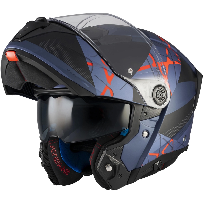 Kask motocyklowy typu flip-up MT Atom 2 SV Change C17 matowy czarno-niebieski