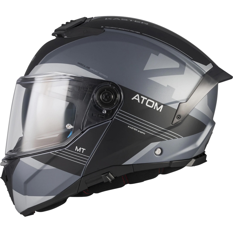 Kask motocyklowy typu flip-up MT Atom 2 SV Kaster C2 matowy czarno-szary