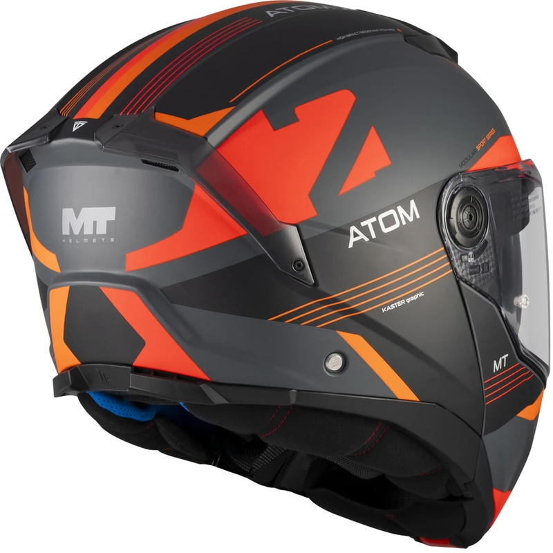 Kask motocyklowy typu flip-up MT Atom 2 SV Kaster C14 matowy czarno-szaro-pomarańczowy