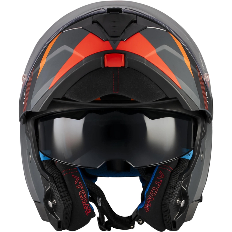 Kask motocyklowy typu flip-up MT Atom 2 SV Kaster C14 matowy czarno-szaro-pomarańczowy