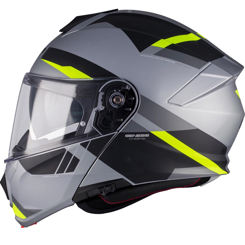 Kask motocyklowy typu flip-up MT Genesis R SV Cheeky C3 czarno-szaro-fluo-żółty