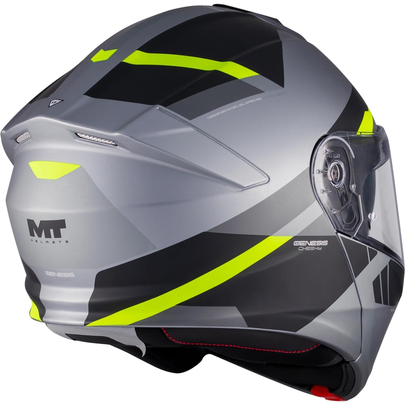 Kask motocyklowy typu flip-up MT Genesis R SV Cheeky C3 czarno-szaro-fluo-żółty