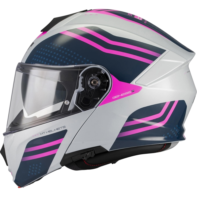 Kask motocyklowy typu flip-up MT Genesis R SV Vibe C8 szaro-niebiesko-różowy