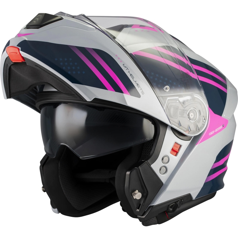 Kask motocyklowy typu flip-up MT Genesis R SV Vibe C8 szaro-niebiesko-różowy