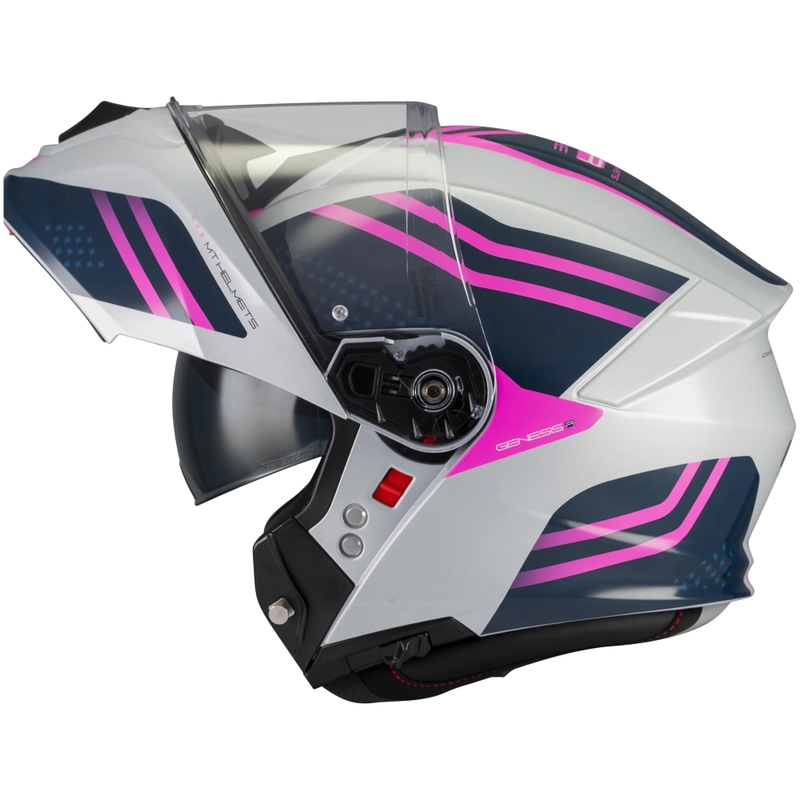 Kask motocyklowy typu flip-up MT Genesis R SV Vibe C8 szaro-niebiesko-różowy