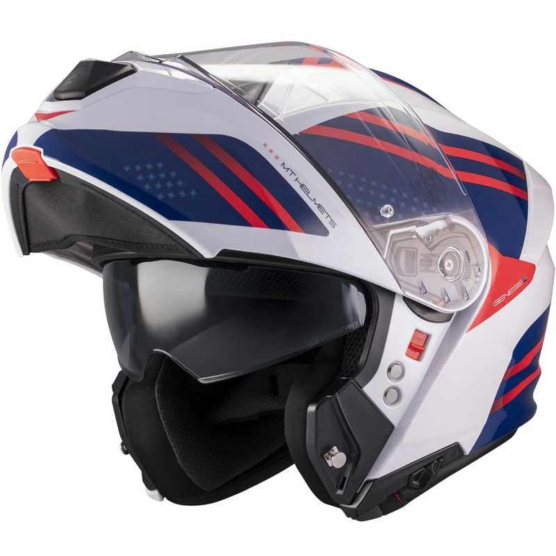 Kask motocyklowy typu flip-up MT Genesis R SV Vibe A7 biało-niebiesko-czerwony