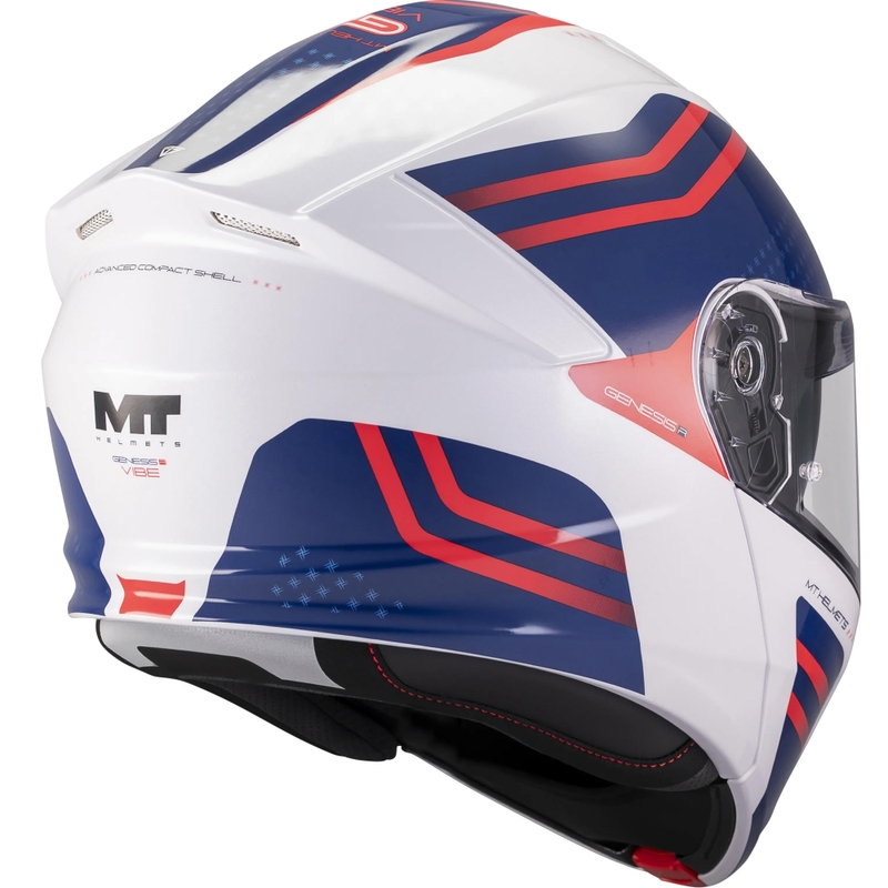 Kask motocyklowy typu flip-up MT Genesis R SV Vibe A7 biało-niebiesko-czerwony