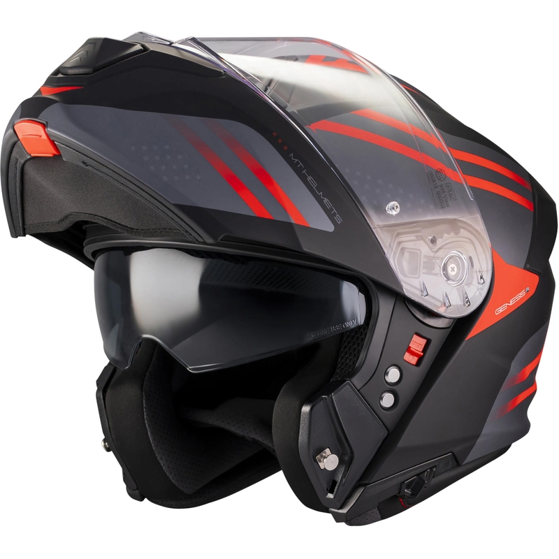 Kask motocyklowy typu flip-up MT Genesis R SV Vibe B5 matowy czarno-szaro-czerwony