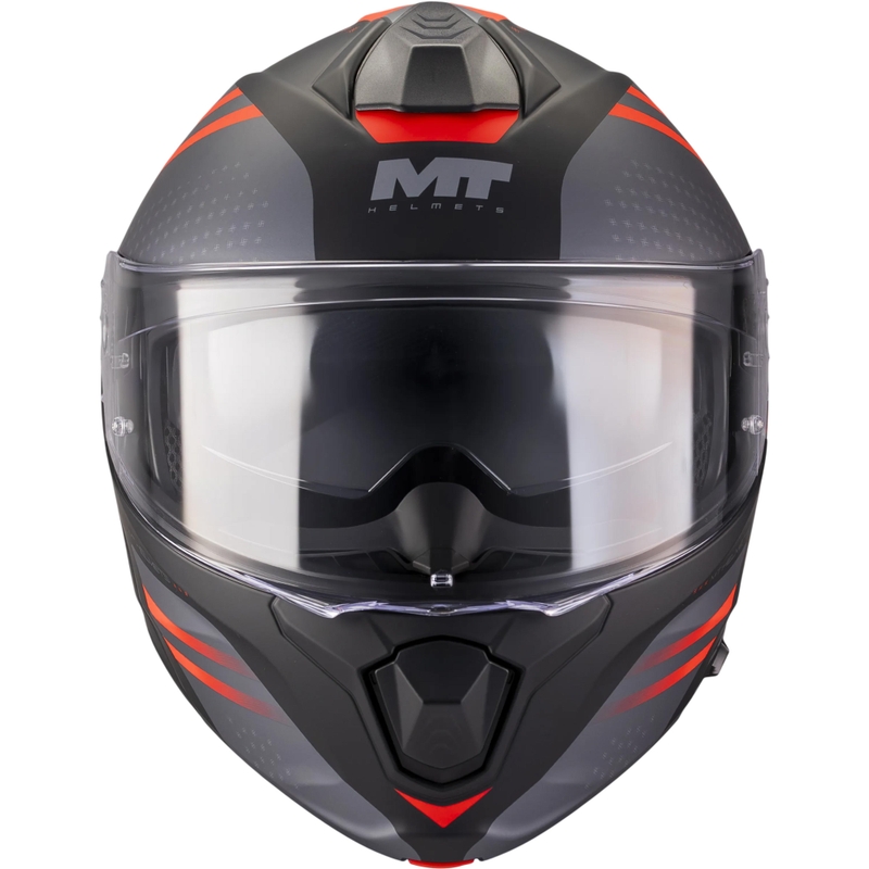 Kask motocyklowy typu flip-up MT Genesis R SV Vibe B5 matowy czarno-szaro-czerwony