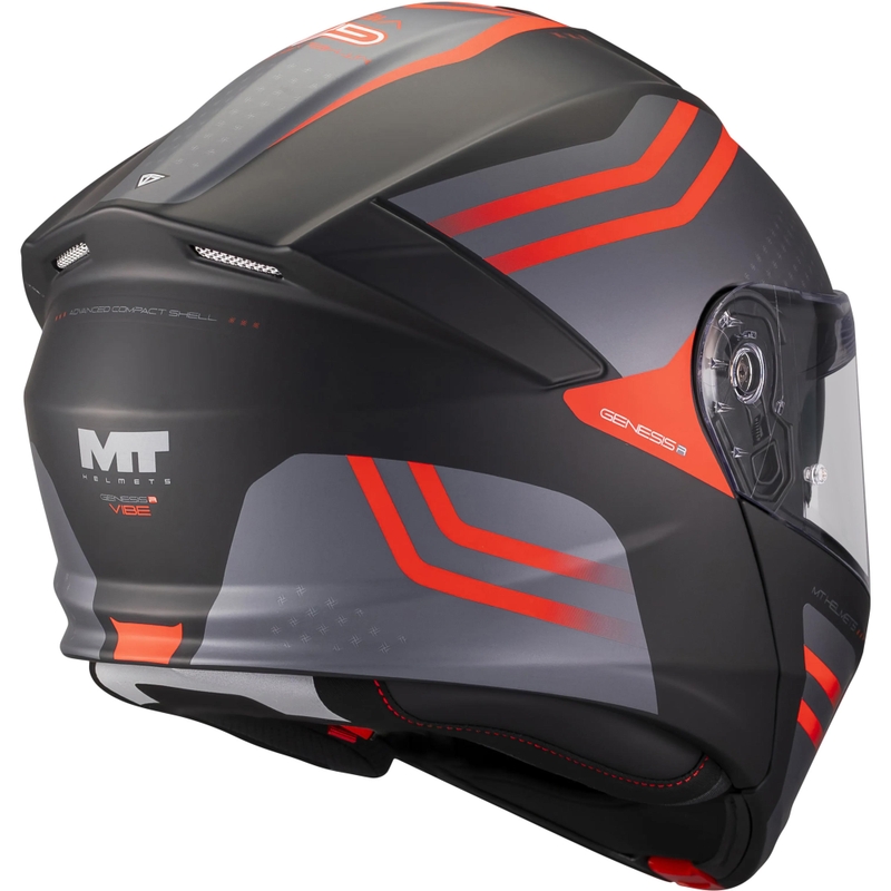 Kask motocyklowy typu flip-up MT Genesis R SV Vibe B5 matowy czarno-szaro-czerwony