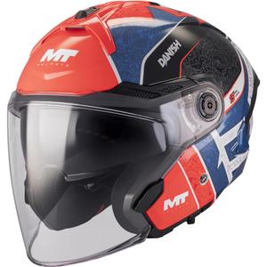 Kask motocyklowy otwarty MT Cosmo SV Danish 26 Season C5 niebiesko-czerwono-biało-czarny