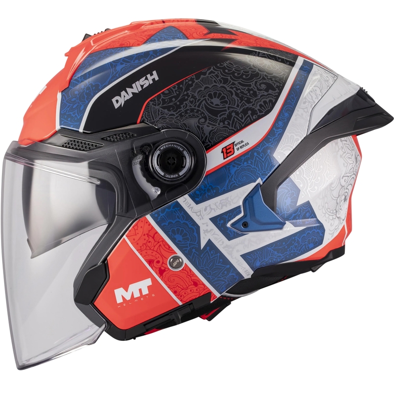 Kask motocyklowy otwarty MT Cosmo SV Danish 26 Season C5 niebiesko-czerwono-biało-czarny