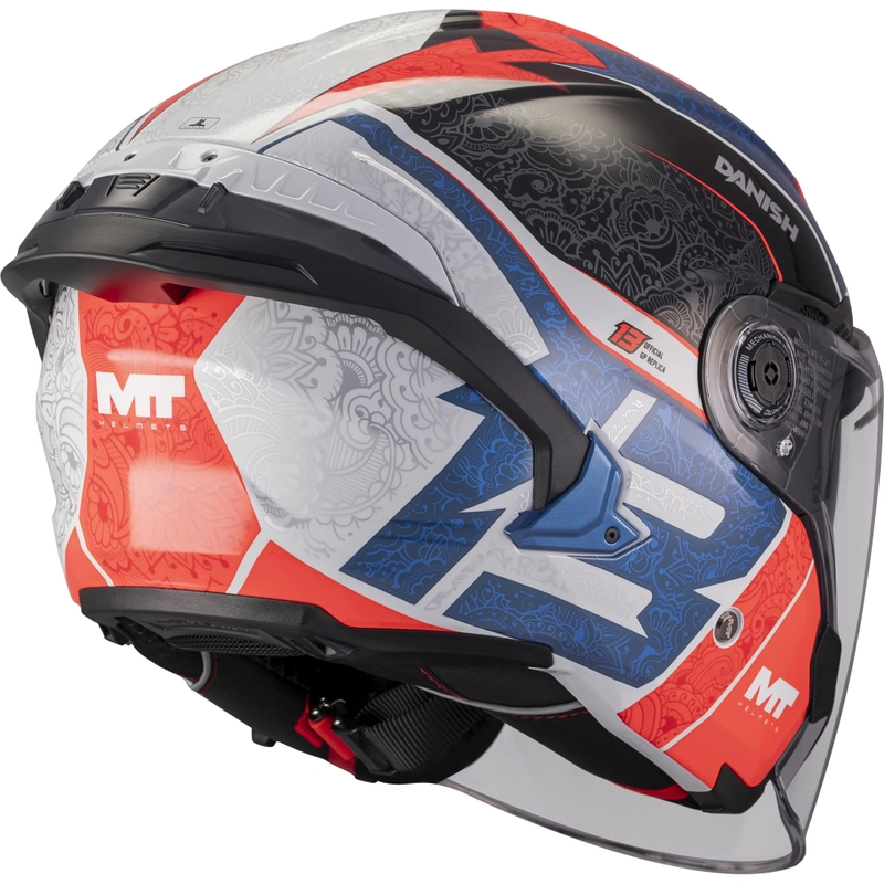 Kask motocyklowy otwarty MT Cosmo SV Danish 26 Season C5 niebiesko-czerwono-biało-czarny