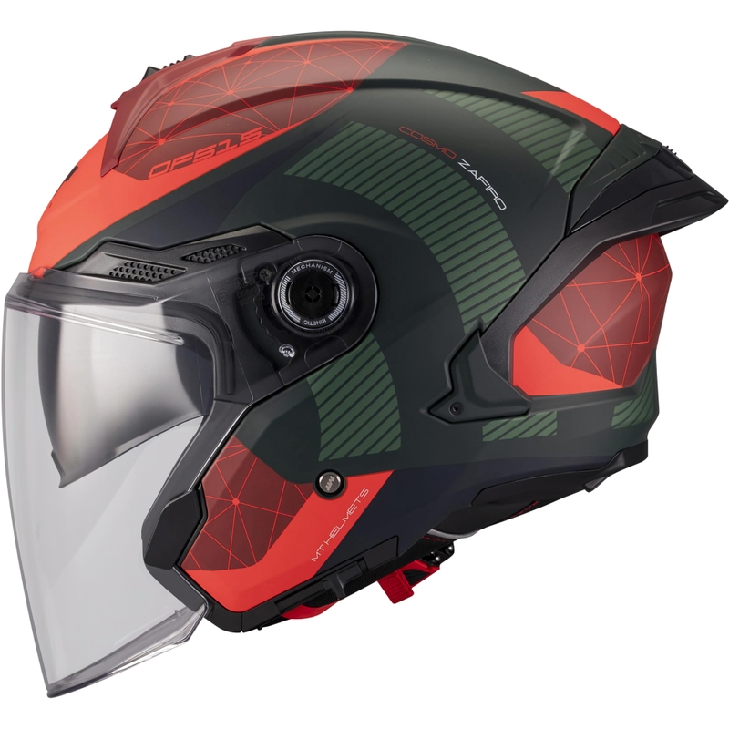 Kask motocyklowy otwarty MT Cosmo SV Zafiro C16 matowy czerwono-zielony