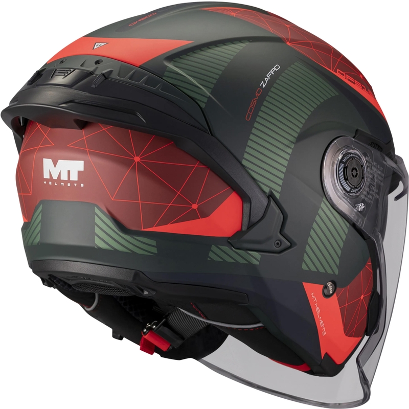 Kask motocyklowy otwarty MT Cosmo SV Zafiro C16 matowy czerwono-zielony