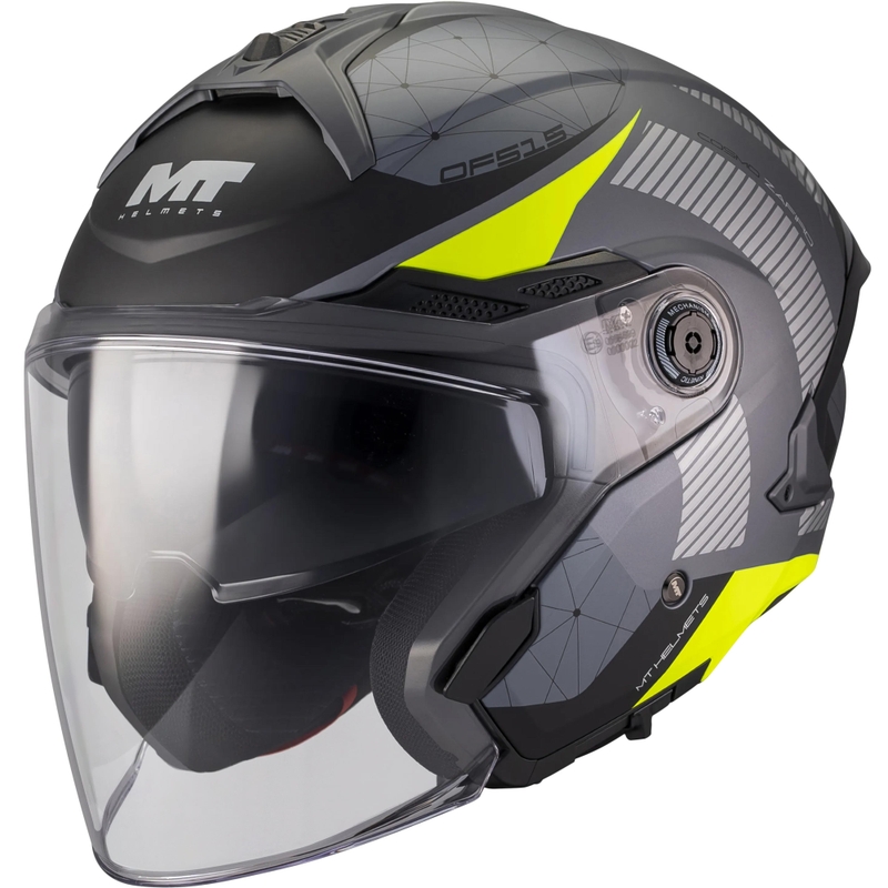 Kask motocyklowy otwarty MT Cosmo SV Zafiro C3 matowy czarno-szary-fluo żółty