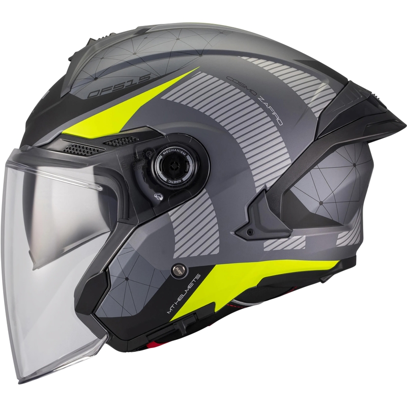 Kask motocyklowy otwarty MT Cosmo SV Zafiro C3 matowy czarno-szary-fluo żółty