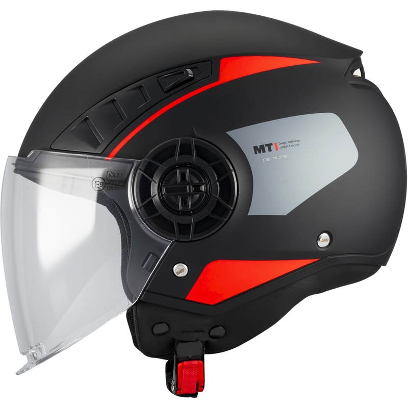 Kask motocyklowy otwarty MT Aeris Demure B5 matowy czarno-czerwony