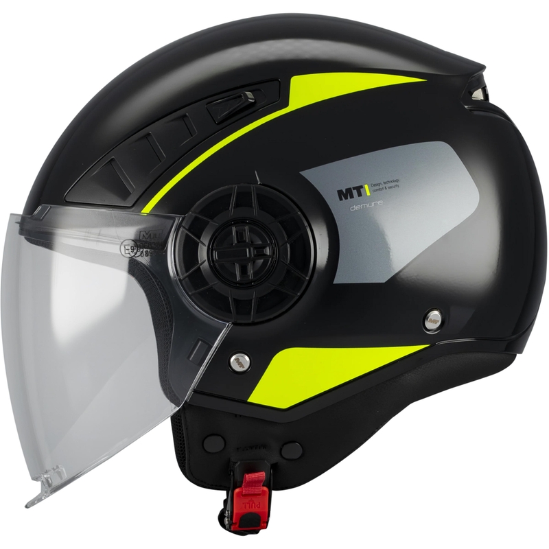 Kask motocyklowy otwarty MT Aeris Demure B5 czarno-fluo żółty