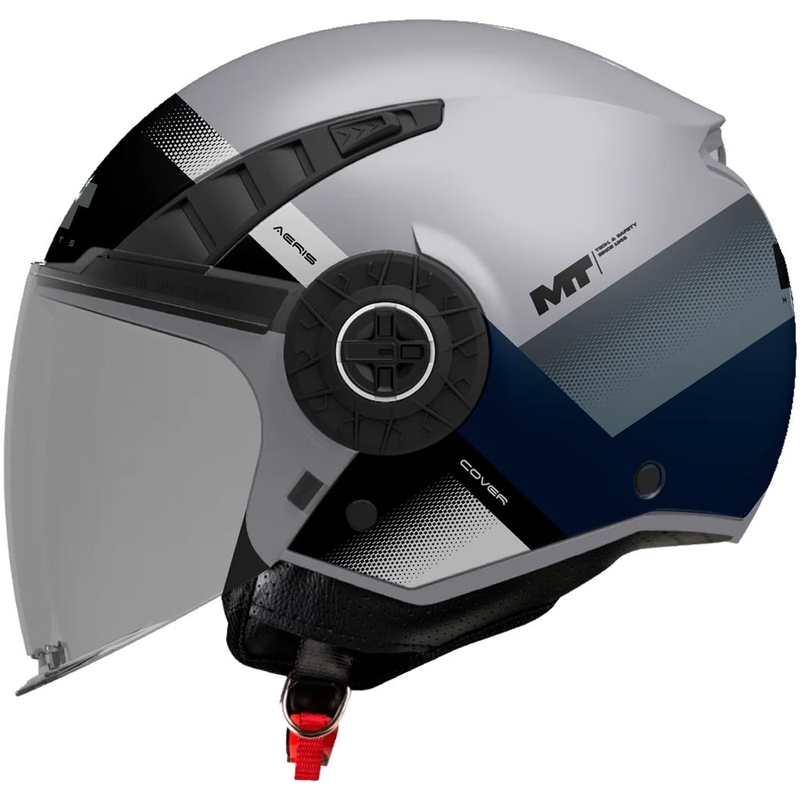 Kask motocyklowy otwarty MT Aeris Cover C2 matowy szaro-czarno-niebieski