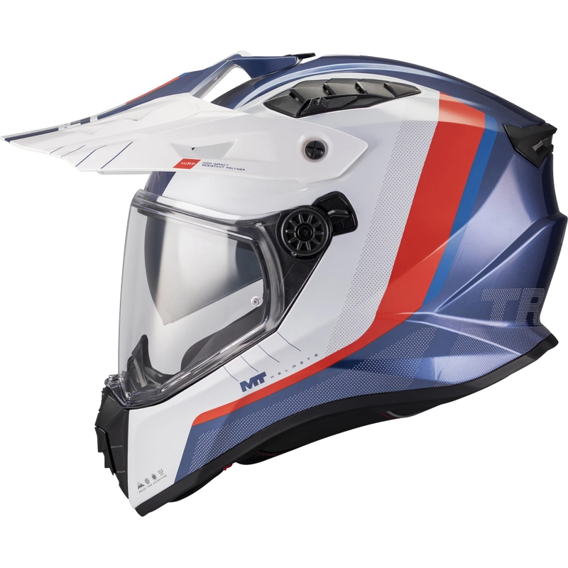 Kask motocyklowy enduro MT Track SV Nomad C0 niebiesko-biało-czerwony