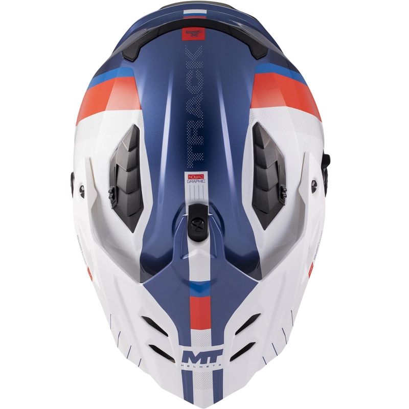 Kask motocyklowy enduro MT Track SV Nomad C0 niebiesko-biało-czerwony