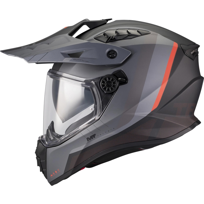 Kask motocyklowy enduro MT Track SV Nomad B25 matowy czarno-szaro-czerwony