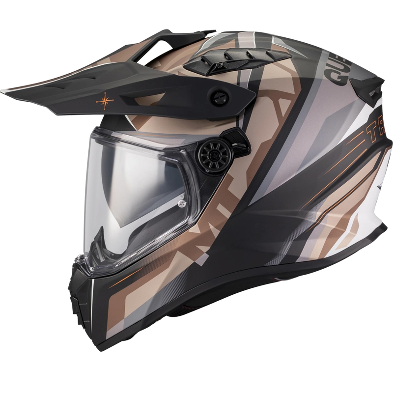 Kask motocyklowy enduro MT Track SV Questor B9 matowy czarno-brązowy