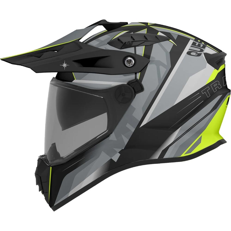 Kask motocyklowy enduro MT Track SV Questor C23 matowy szaro-czarno-fluo żółty