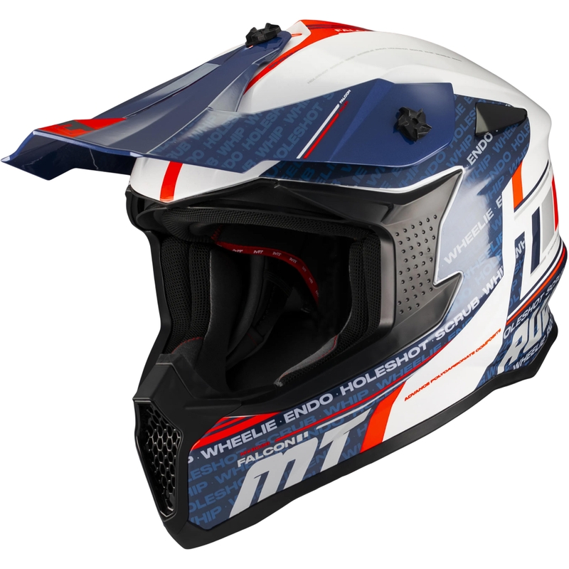 Kask motocrossowy MT Falcon S Ruler A15 niebiesko-biało-czerwony
