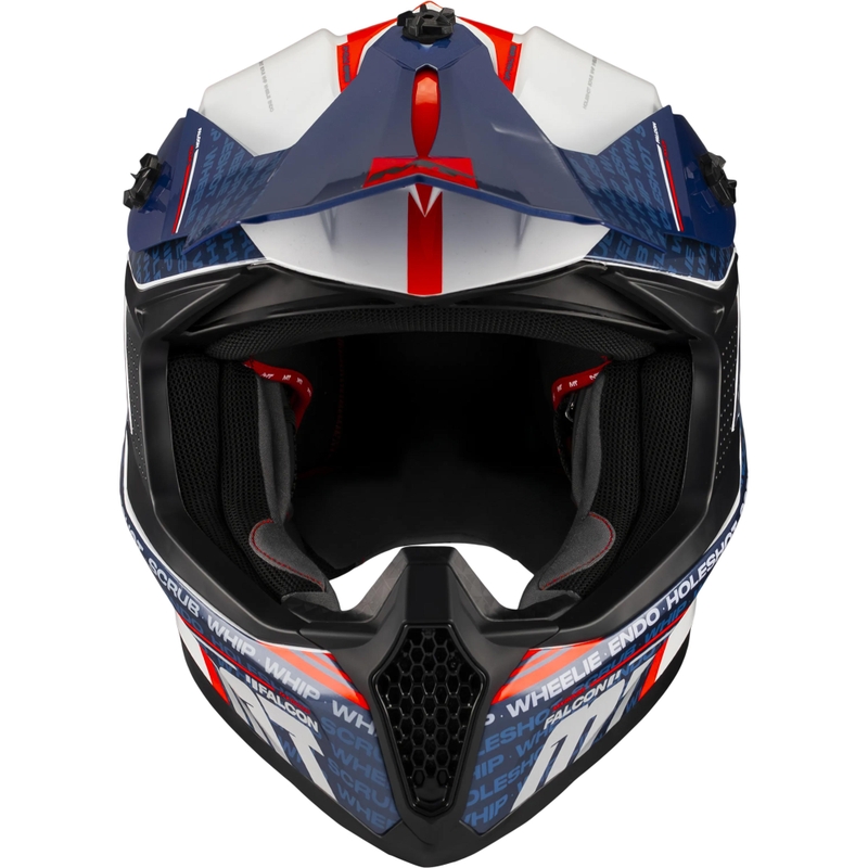 Kask motocrossowy MT Falcon S Ruler A15 niebiesko-biało-czerwony