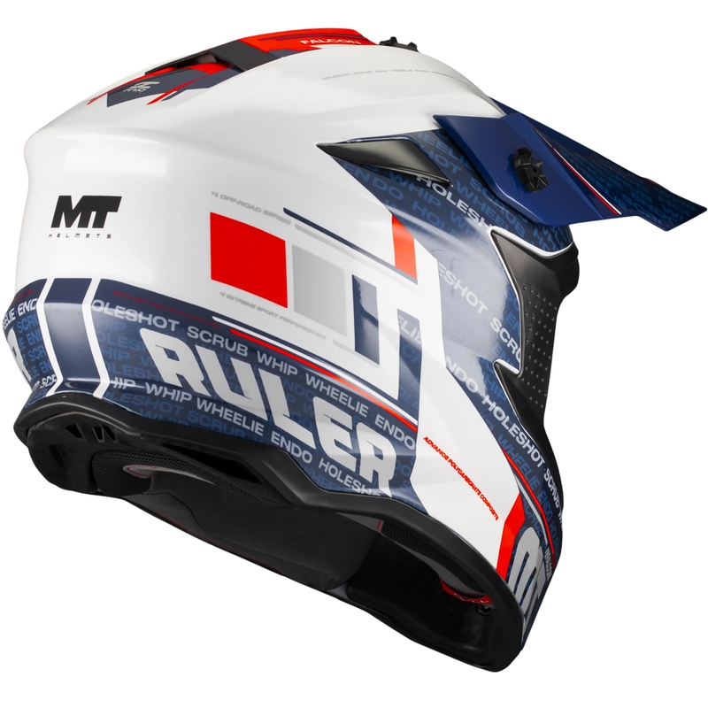 Kask motocrossowy MT Falcon S Ruler A15 niebiesko-biało-czerwony