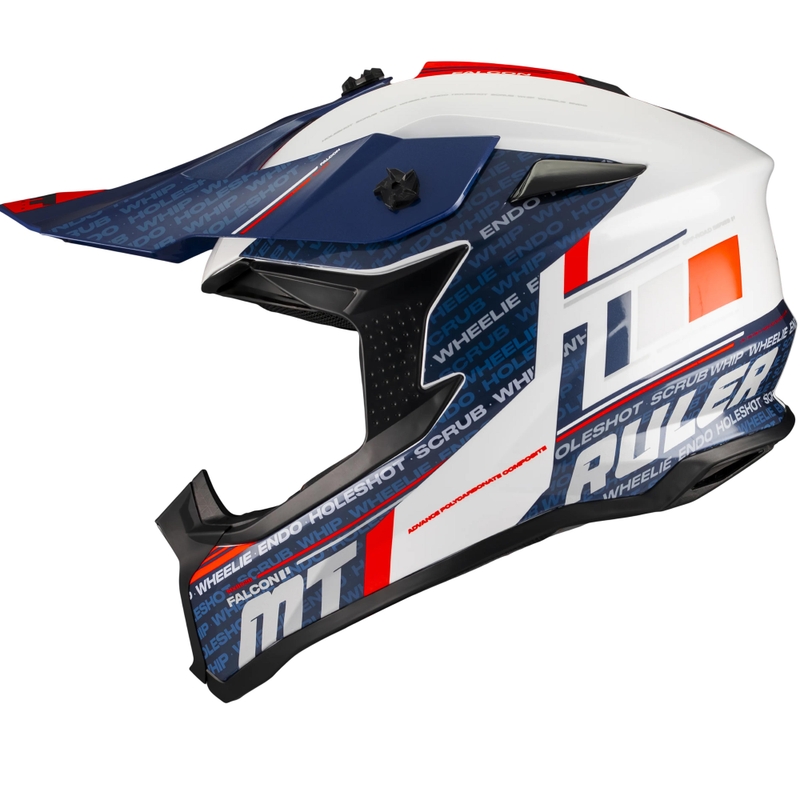 Kask motocrossowy MT Falcon S Ruler A15 niebiesko-biało-czerwony