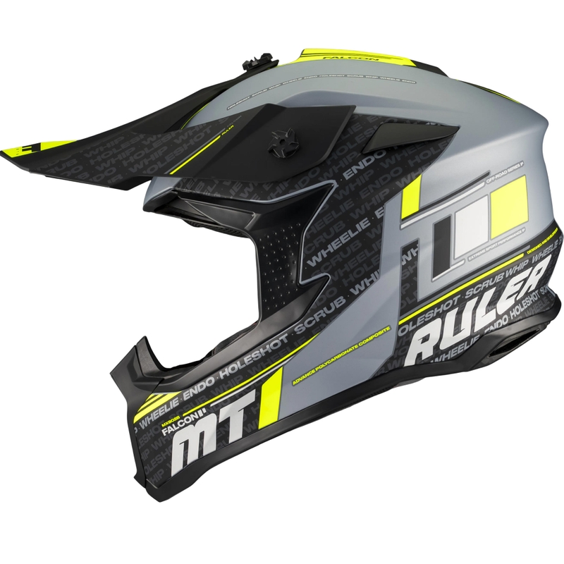 Kask motocrossowy MT Falcon S Ruler C2 matowy czarno-szary-fluo żółty