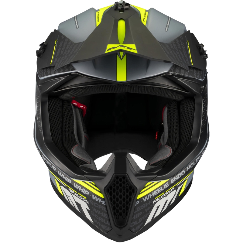 Kask motocrossowy MT Falcon S Ruler C2 matowy czarno-szary-fluo żółty
