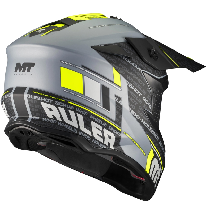 Kask motocrossowy MT Falcon S Ruler C2 matowy czarno-szary-fluo żółty