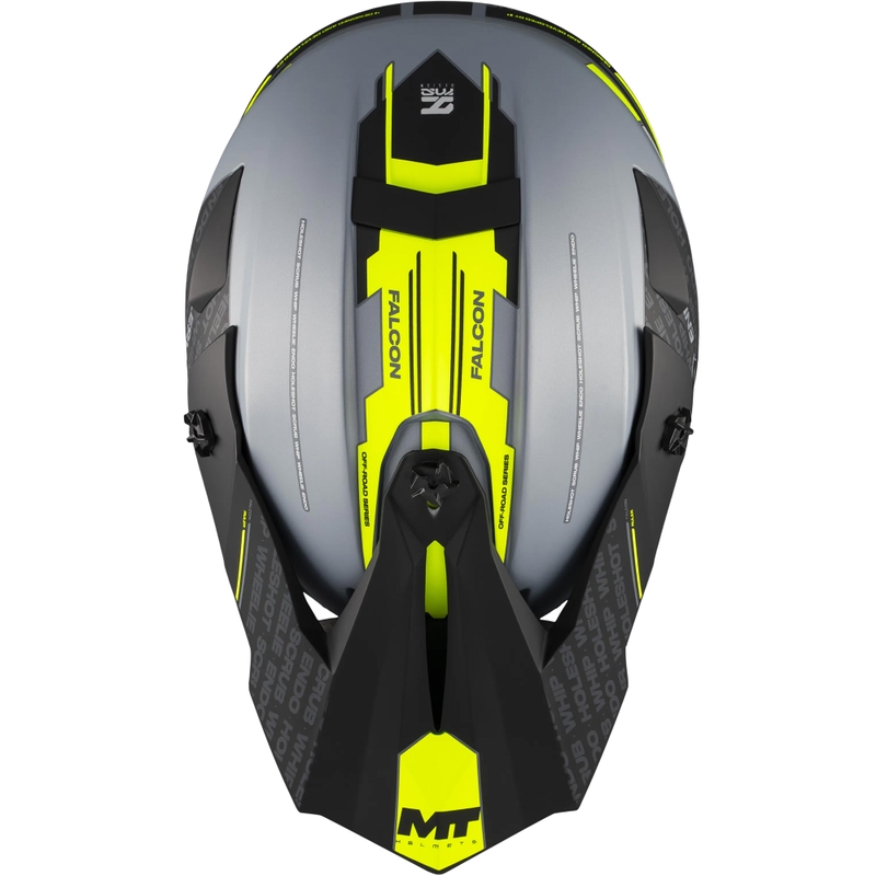Kask motocrossowy MT Falcon S Ruler C2 matowy czarno-szary-fluo żółty