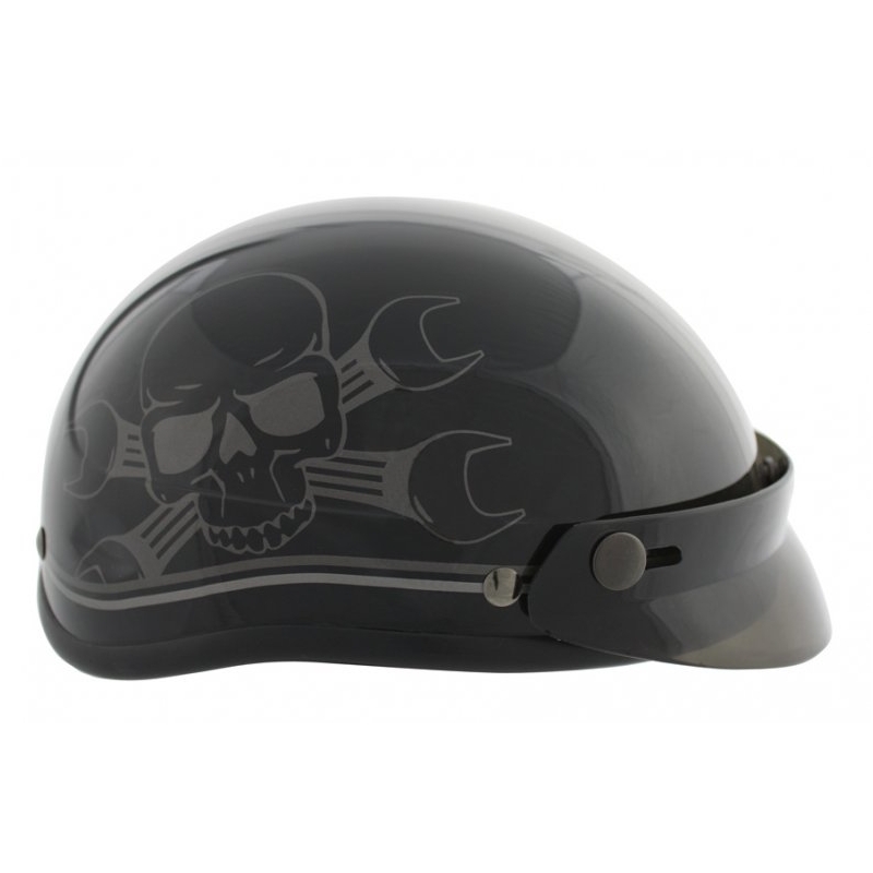 Kaski motocyklowe braincap Rusty Tłoki Skull Shine czarny mat
