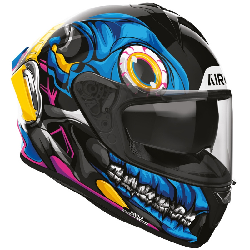 Kask motocyklowy integralny Airoh Spark 2 Stranger czarno-niebiesko-żółty