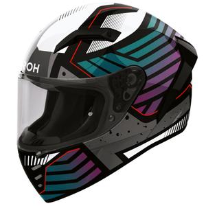 Kask motocyklowy integralny Airoh Connor Flex w kolorze biało-szaro-niebiesko-fioletowym