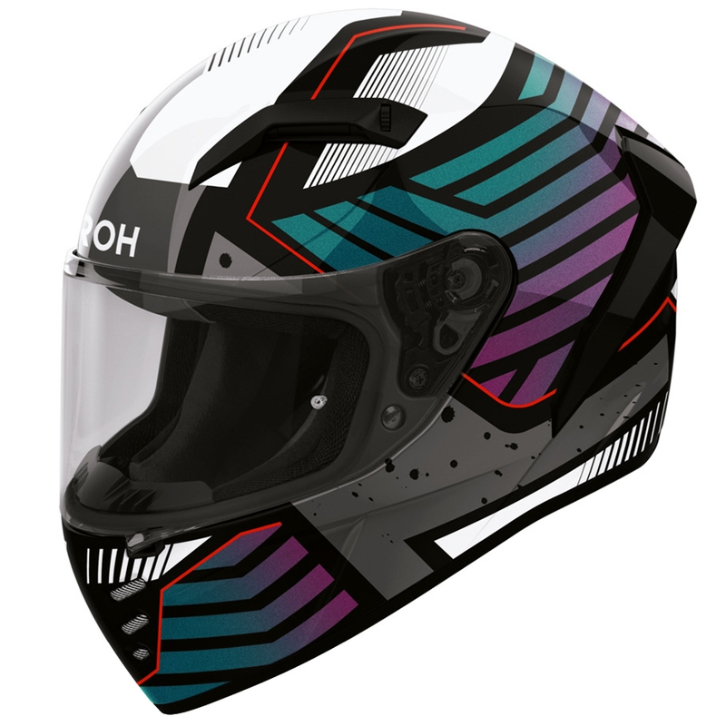 Kask motocyklowy integralny Airoh Connor Flex w kolorze biało-szaro-niebiesko-fioletowym