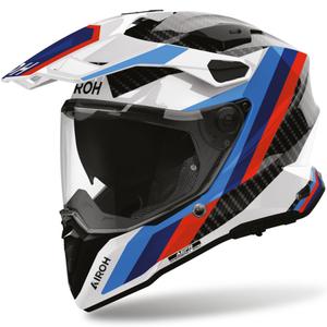 Kask motocyklowy enduro Airoh Commander 2 Carbon Rank czarno-biało-niebieski