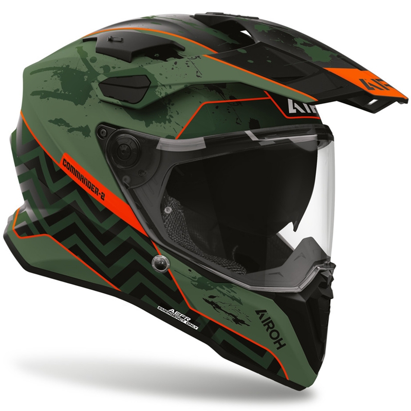 Kask motocyklowy enduro Airoh Commander 2 Plug matowy czarno-zielono-czerwony
