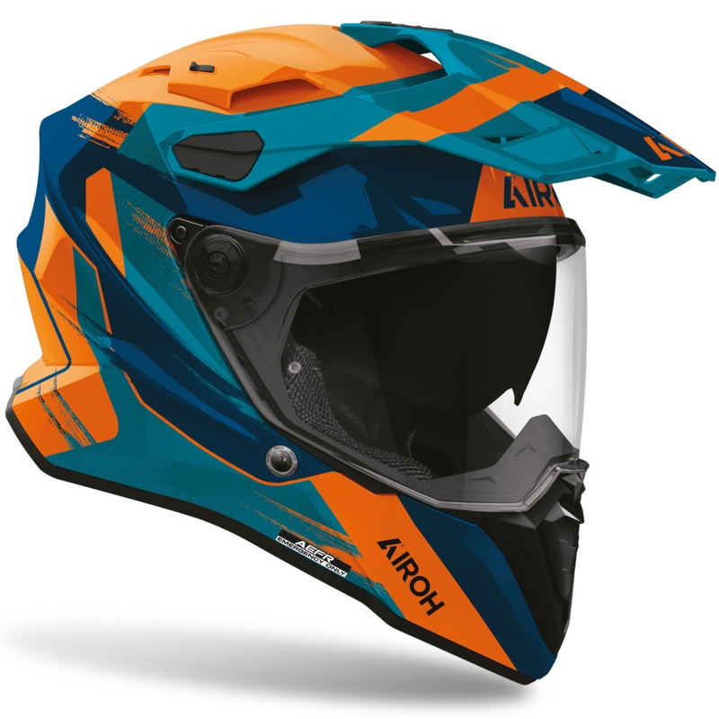 Kask motocyklowy enduro Airoh Commander 2 Razor niebiesko-pomarańczowy