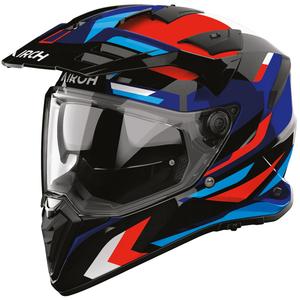 Kask motocyklowy enduro Airoh BADX-X Glitch niebiesko-czerwony