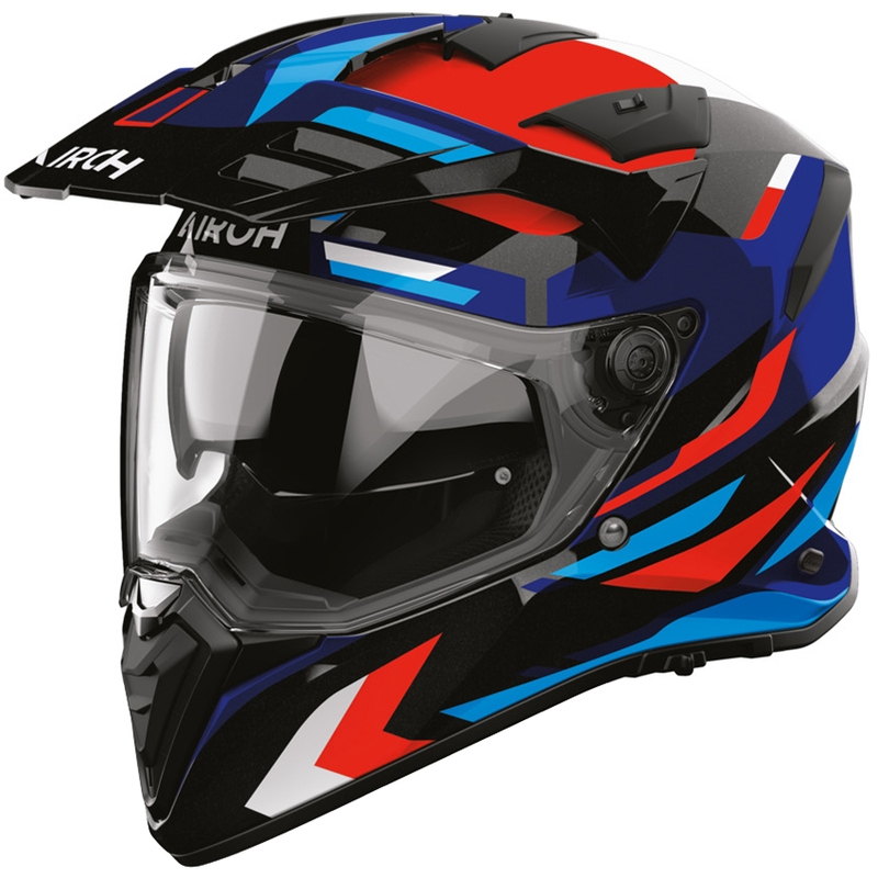 Kask motocyklowy enduro Airoh BADX-X Glitch niebiesko-czerwony
